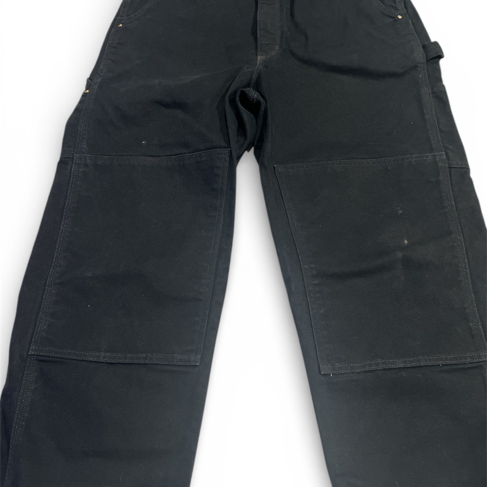 Vintage 90s Carhartt R01 BLK Black Duck Double Knee Bib Overalls size 38 - Picture 3 of 16
